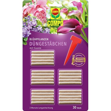 COMPO Blühpflanzen Düngestäbchen mit Guano 30 Stück Packung (1/4)