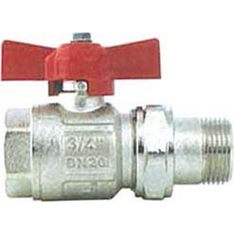 3PZ VALVOLA A SFERA M/F PER COLLETTORI MANIGLIA FARFALLA "IDEAL" ART.098 - MF 3/4" - pressione esercizio 40 bar