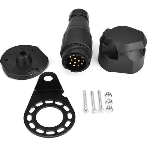 Faisceau Remorque 13 Broches, Noir Adapteur Prise Remorque Attelage 13 Broches pour Remorque de Voiture pour Caravane Camion RV Tracteur Voiture 12V Universel (1/5)
