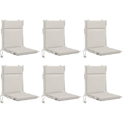 Coussins de Chaise Dossier Haut pour Jardin et Salon Déhoussable Polyester Blanc Lot de 6 (1/5)