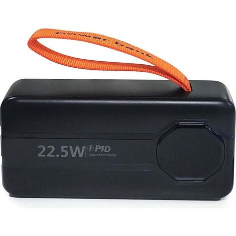 Batería externa SiGN de gran potencia con cables integrados, 30000 mAh - Negra