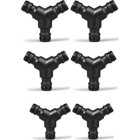 Divisor de manguera de plástico a presión (3 vías) Conector en Y macho para manguera de jardín, junta en Y, paquete de 6 (1/5)