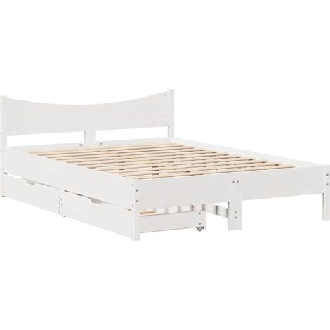 Maison Exclusive - Massivholzbett mit Schubladen Weiß 120x200 cm