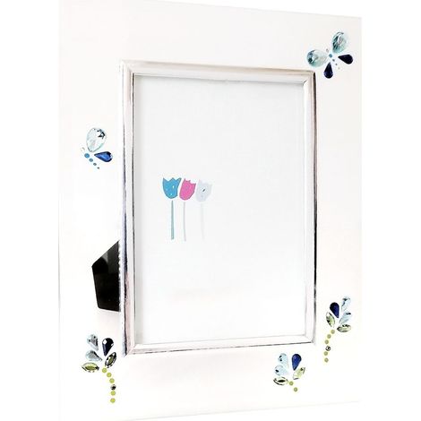 Porta foto da tavolo album cornice blu ritratti 10x15 vetro farfalle fiori moderno vintage bellissimo e particolare (1/5)