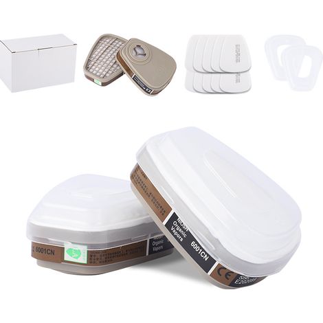 Cartouches filtrantes pour masques de protection, pour respirateurs, peintures chimiques et vapeurs organiques, compatibles avec les respirateurs 6200, 6800, 7502 et 7503. (1/5)