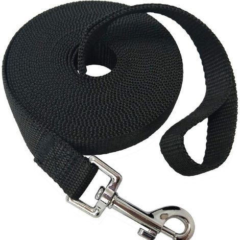 Laisse d'entraînement en nylon pour chiens de petite, moyenne et grande taille, 4,5 m de long, pour l'entraînement au rappel et au camping (4,5 m, noire) (1/4)