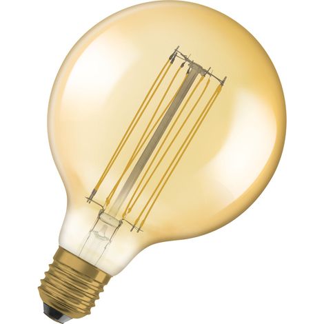 OSRAM Vintage 1906 LED-Lampe mit Gold-Tönung, 8,8W, 806lm, Kugel-Form mit 125mm Durchmesser & E27-Sockel, warmweiße Lichtfarbe, gerades Filament, dimmbar, bis zu 15.000 Stunden Lebensdauer (1/3)