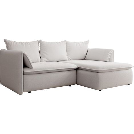 Divano letto in Tessuto testurizzato Beige - Angolo a destra - TEODORA