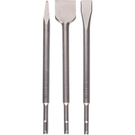 3-Piece SDS Plus Chisel Set (for concrete and masonry, hammer drill accessories) Silver (1/5)