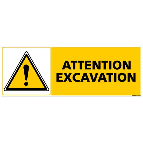 Panneau ATTENTION EXCAVATION (C0279) - Adhésif - 210 x 75 mm