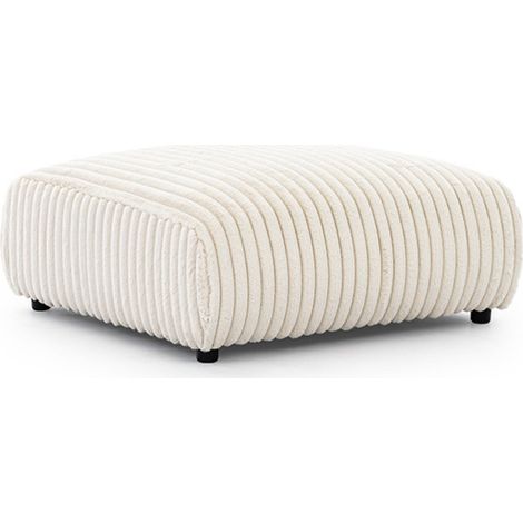 CAISA - Pouf en velours côtelé Beige 88x88x37 cm