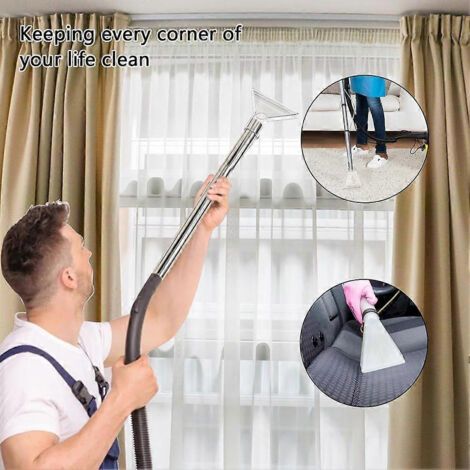 NALOOKAMIC Tête de raclette transparente de 38 mm, joint en caoutchouc souple, tête transparente, tube en acier inoxydable, embout pour aspirateur eau et poussière