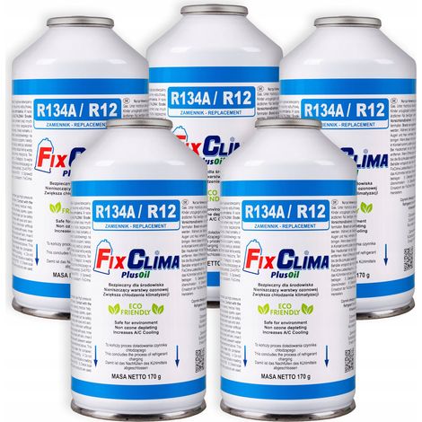 5X GAZ POUR REMPLISSAGE DE CLIMATISATION AUTO R134A fixclima (1/5)
