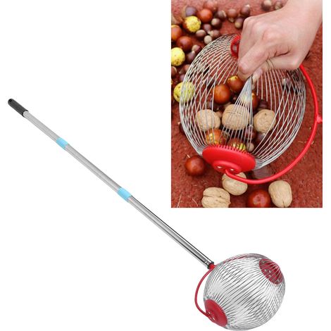 Ramasse-noix, ramasseur de noix de pécan, rouleau multifonctionnel en acier inoxydable de 113,5 cm (44,7 pouces) en 3 sections pour noix de pécan et noix de Grenoble, idéal pour une utilisation en ext (1/5)