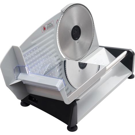 Trancheuse à viande 200W avec lame aiguisée 190mm, vitesse 70-100 tr/min, épaisseur réglable 0-15mm, idéale pour jambon, baguettes et steaks. (1/5)