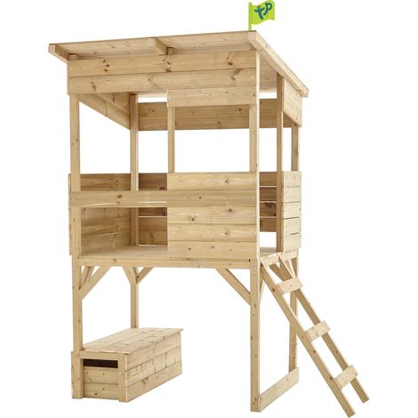 Tp Toys – Cabane sur pilotis enfant avec coffre à jouets intégré – Bois d'épicéa traité – Dimensions 167 x 114 x 205 cm – Garantie 5 ans (1/4)