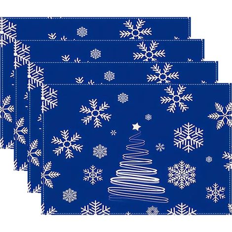 Placemat - 4 Pièces - 45 x 30 cm - Motif Festif Noël et Thanksgiving - Polypropylène - Pour Repas Familiaux et Réunions (1/5)
