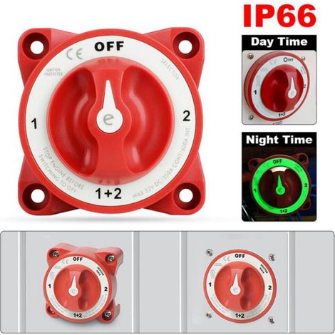 Interrupteur de batterie de bateau, interrupteur de déconnexion de batterie marin IP66 4 vitesses pour bateau marin yacht RV (1/4)