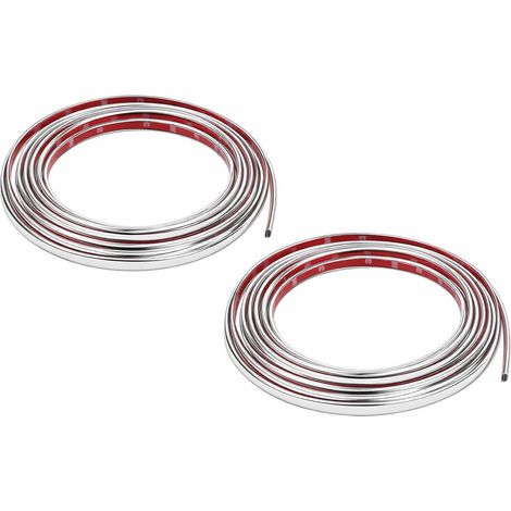 2PCS Bande Chrome Voiture 6mm x 5m, Tuning Voiture, Baguette Adhésive Décorative Chromée pour Carrosserie, Fenêtre, Pare-chocs, Rétroviseur et Plus (1/5)