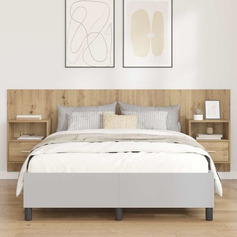 Headboard With Cabinet 3 pcs Artisan Oak Engineered Wood vidaXL