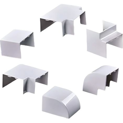Kit 6 Accessori Per Canaline Passacavi 30X15mm, Connettore Lineare, Forma L, Forma T, Angolare Piatto Interno Esterno, Colore Bianco