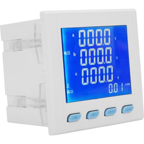 LT194E-9SY Weißes 3-Phasen-Leistungsmessgerät mit LCD-Anzeige und Multifunktionsanzeige für Spannung und Strom (1/5)