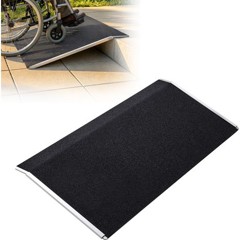 Mophorn Schwellenrampe 810x390mm, Rollstuhlrampe mit rutschfester Oberfläche, Aluminium-Auffahrschiene, Tragbare Rampe für Rollstühle, Türschwellen, Bordsteine und Treppen, belastbar bis 181,4 kg (1/5)