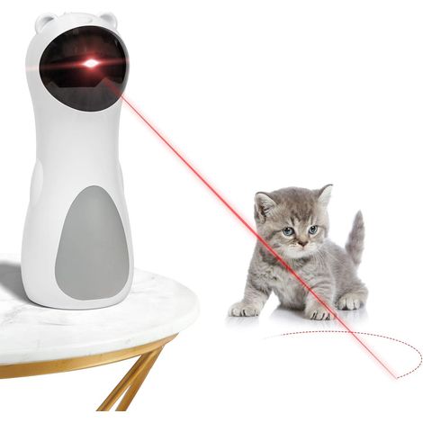 Jouet laser interactif et automatique pour chats, chatons et chiens d'intérieur - Rechargeable par USB ou alimenté par piles, 5 motifs aléatoires, marche/arrêt automatique et silencieux, modes rapide 