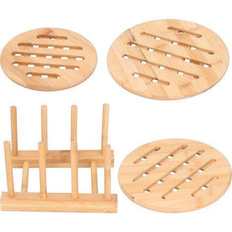 Set de table rond, dessous de plat, porte-tasses et assiettes, résistant à la chaleur, pour la cuisine. (1/5)