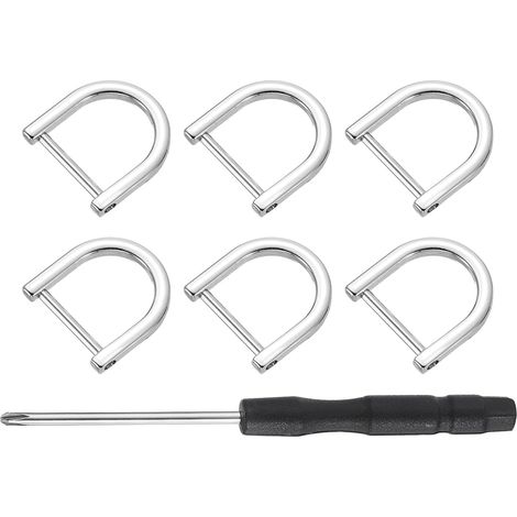 6 Pièces D-Rings à Vis en Forme de U 0.75x0.79inch Argenté (1/5)