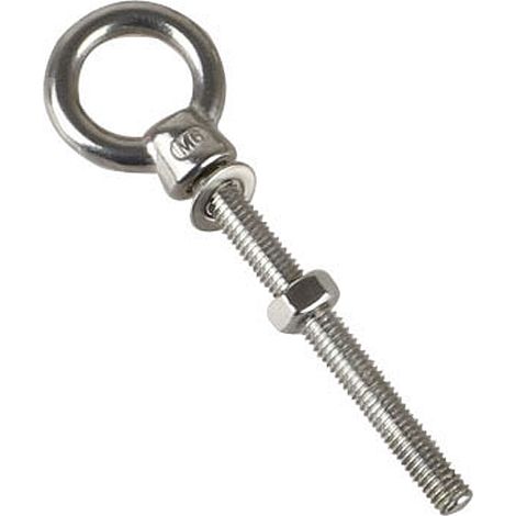 2er-Pack M6 x 60 mm metrische Ösenschrauben, Mutter und Unterlegscheibe - A4 Sta