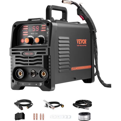 Vevor – Poste à souder MIG 130 A – Soudage TIG, MMA, sans gaz – Courant 130 A pour épaisseur jusqu'à 8 mm – Affichage numérique – Onduleur IGBT - TIG 3 EN