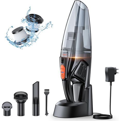 Aspirateur à Main, Rechargeable 9KPA Aspirateur Voiture Puissant sans Fil avec [Socle Charge Rapide & Lumière LED], 2 Filtres HEPA, Aspirateurs de Table pour Canapé/Maison/Tapis/Escaliers