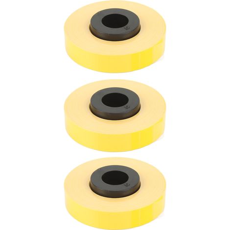 Ruban pour étiqueteuse 3 rouleaux, 26,2 pi chacun, 9 mm de large, PET résistant à la déchirure, recharge jaune pour MAX LM 370/380/390 (1/5)