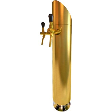 Schanksäule, Bierzapfsäule 2-leitig, Modell Tower, Elegante & Hochwertige für Bars & Restaurants, TIN-Goldfarben, Ø 114mm