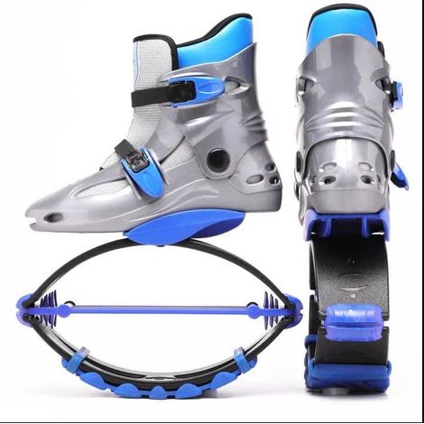 CHIGOODS Känguru Sprungschuhe Känguru-Schuhe für Trainingsübungen，Grau + Blau，Größe 36-38（L），Gewicht 50-70 kg