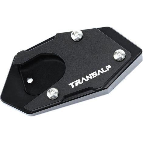 (Noir) Compatible avec les modèles TRANSALP 600, 650 et 700 XLV 600, 650 et 700 TRANSAL. Béquille latérale en aluminium CNC, extension et support maxpower. (1/4)