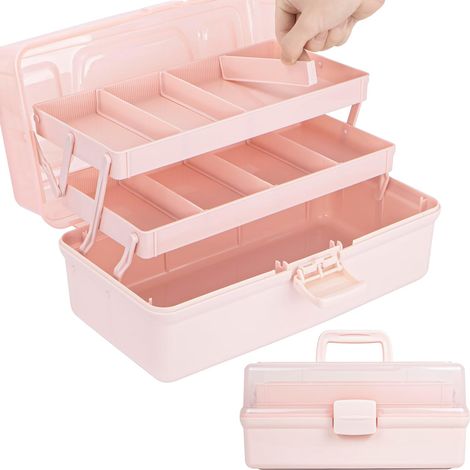 Boîte de rangement multifonctionnelle à 3 étagères de 32 cm, boîte de tri, boîte organisatrice, boîte à loisirs créatifs, boîte à couture, trousse de médecine, boîte à outils, mallette de (1/5)
