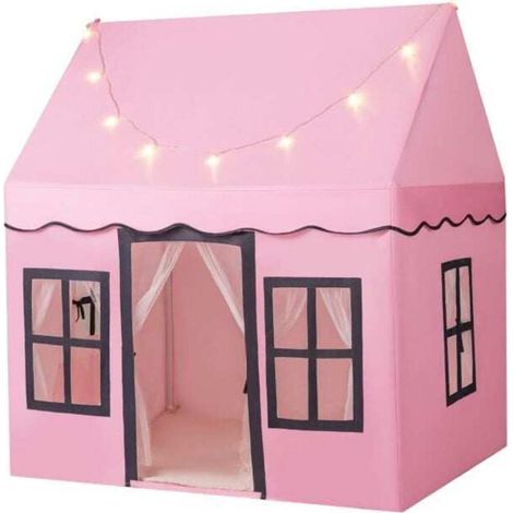 Rose et lumineuse, crée un coin cosy : cabane enfant d’intérieur avec tapis antidérapant pour jouer et lire (1/5)