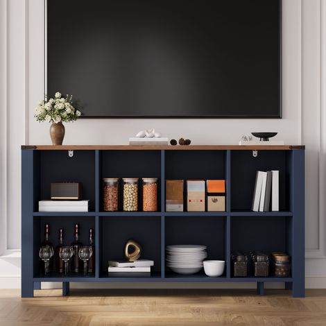 Meuble de rangement à 8 compartiments, étagère horizontale pour cuisine, salon et salle à manger, 140 x 34 x 75 cm (1/5)
