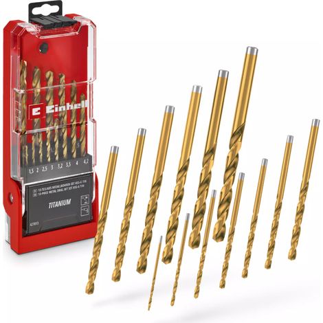Juego de 13 brocas de titanio HSS-TiN para metal EINHELL 49427013 (1/4)