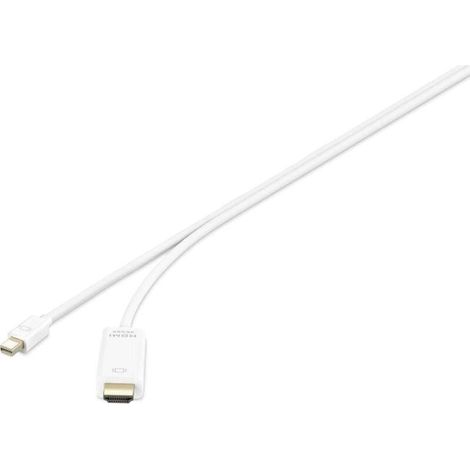 Câble adaptateur Trywise Mini-Display / HDMI Fiche mâle Mini DisplayPort, Fiche mâle HDMI-A 1.80 m blanc RF-4660902 contacts dorés Câble Displa S328211 (1/3)