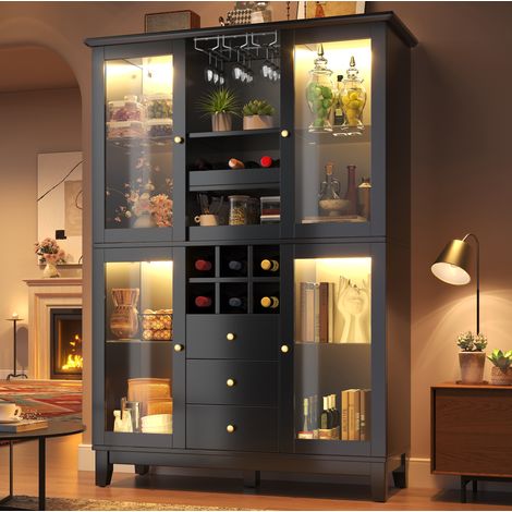 Madia porta vino con LED e 3 cassetti 120 cm OKMYHOME (1/5)