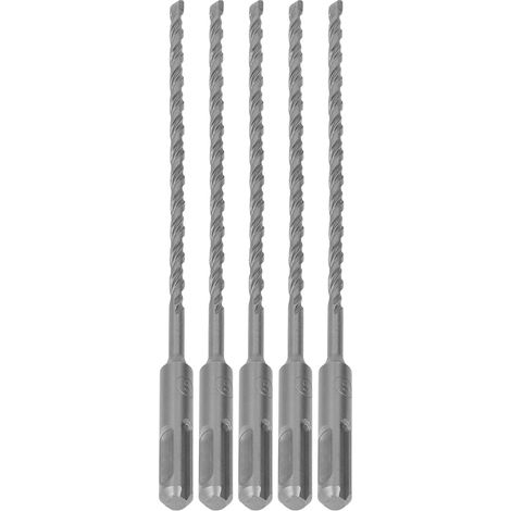 5-teiliges Hartmetall-Betonbohrer-Set, Drehbohrer mit 2 Spiralnuten, 210 mm x 5 mm, für Ziegel und Mauerwerk, SDS-Schaft (1/5)