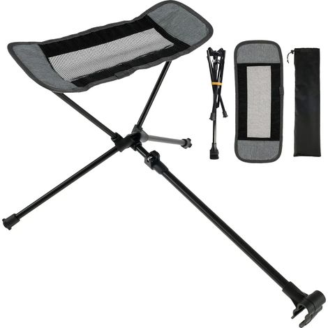Repose-pieds universel pliable et léger pour chaise de camping (gris), idéal pour la pêche, la plage et la randonnée. (1/4)