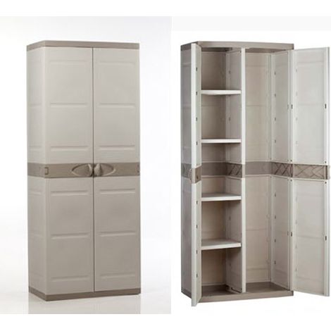 Plastiken Serie Titanium armario escobero de exterior 70x41x176 cm beige