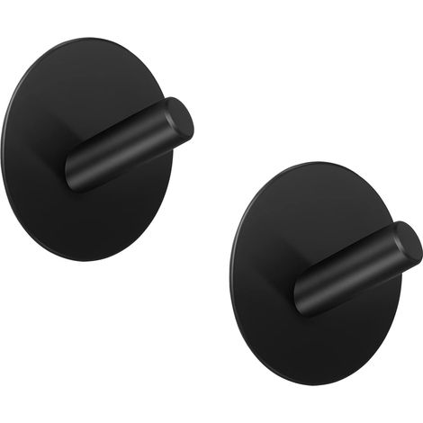 runde, selbstklebende schwarze Wandhaken aus Edelstahl, kein Bohren erforderlich, für Bad und Küche