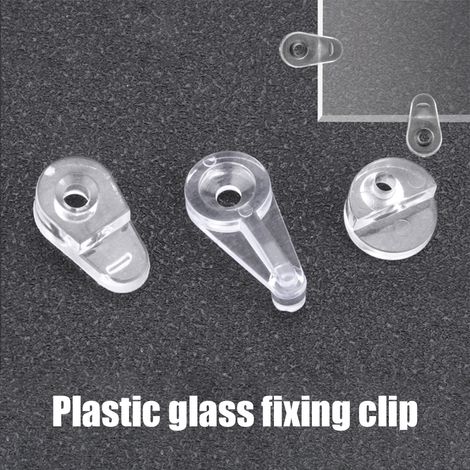 Packung mit 50 transparenten Glasbefestigungsclips, Clips für Glasscheiben, rutschfeste und wasserdichte Befestigungen für Spiegel. (1/5)
