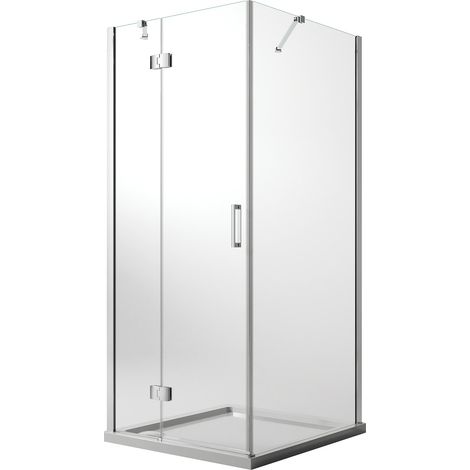 Duschkabine schwenkbare Öffnung Klarglas mit anti-kalk h 190 mod. Flip Anta + Fisso 100x70 cm