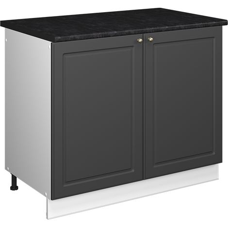 Spülenunterschrank Fame-Line, Anthrazit-Gold Landhaus/Weiß, 100 cm, AP Anthrazit, Vicco (1/5)